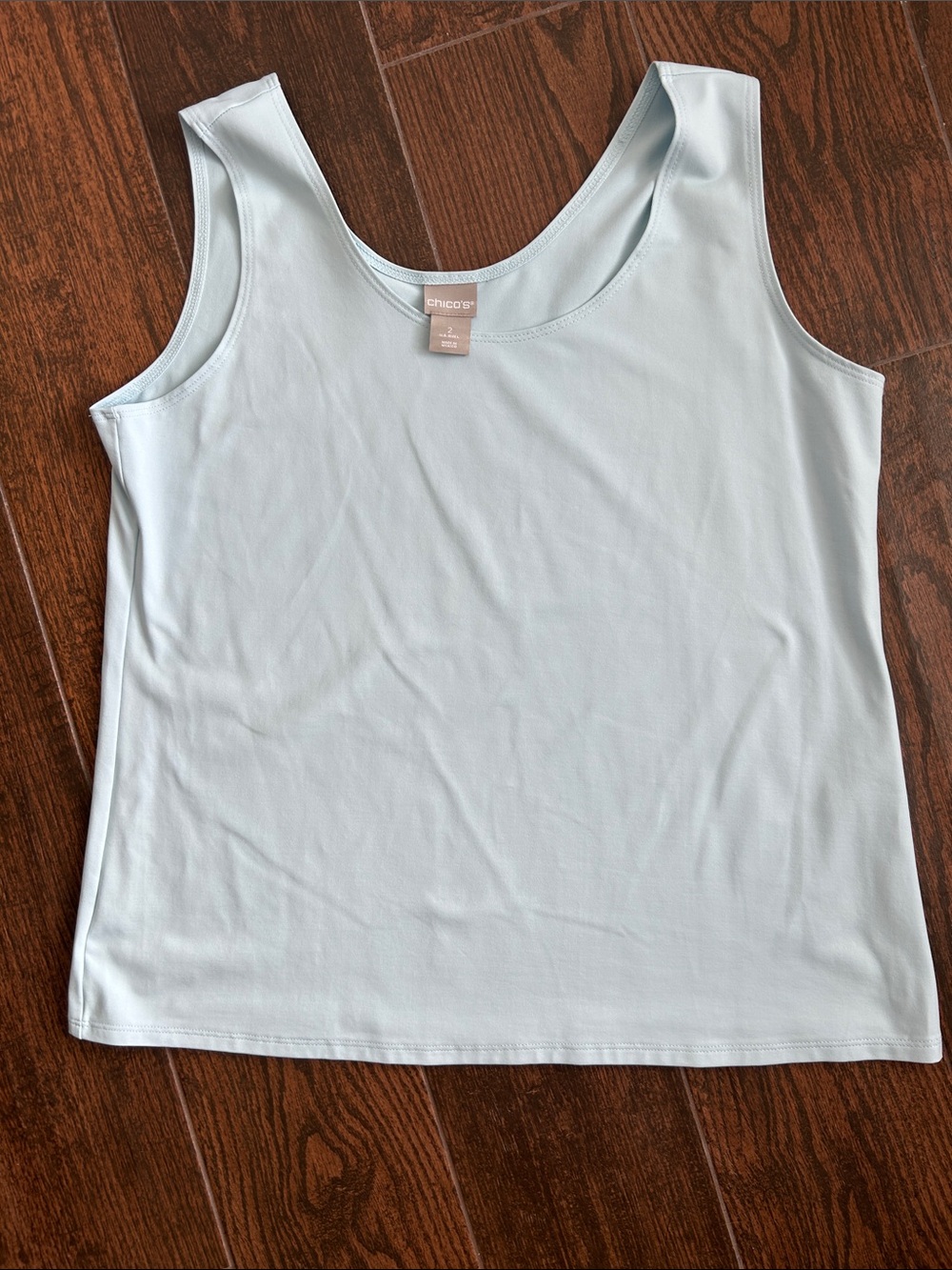Chico's Scoop Neck Tank Top in Pale Blue